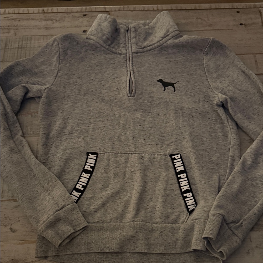 PINK Victoria's Secret Light Gray Zip-Up Sweater
